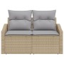 Sofá de jardín para 2 personas con cojines beige de poliratán by , Outdoor sofas - Ref: Foro24-42006775, Price: 174,58 €, Dis...
