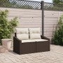 Sofá de jardín de 2 plazas con almacenamiento y cojines de poliratán marrón by , Outdoor sofas - Ref: Foro24-42006783, Price:...