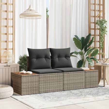 Sofá de jardín de 2 plazas con cojines gris de poliratán by , Outdoor sofas - Ref: Foro24-42006814, Price: 213,17 €, Discount: %