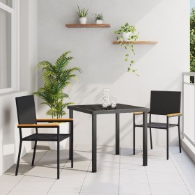 Sillas de Jardín Apilables con Cojines - Set de 2 Piezas en Ratán Poli Negro von , Gartenstühle - Ref: Foro24-42006825, Preis...
