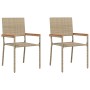 Sillas de jardín apilables con cojines, 2 piezas, Beige, Ratán by , Garden chairs - Ref: Foro24-42006827, Price: 108,26 €, Di...