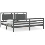 Estructura de cama con cabecero madera maciza gris 200x200 cm de vidaXL, Camas y somieres - Ref: Foro24-3194073, Precio: 188,...