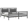 Estructura de cama con cabecero madera maciza gris 200x200 cm de vidaXL, Camas y somieres - Ref: Foro24-3194073, Precio: 188,...