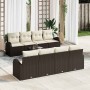 Conjunto de sofá de jardín 7 pcs Marrón y Beige 55 x 55 x 37 cm