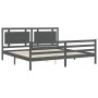 Grauer Massivholzbettrahmen mit Kopfteil 200x200 cm von vidaXL, Betten und Lattenroste - Ref: Foro24-3194073, Preis: 188,99 €...