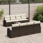 Conjunto de sofá de jardín 7 pcs Marrón y Beige 55 x 55 x 37 cm