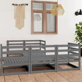 Garden furniture set 6 pieces gray solid pine wood by vidaXL, Garden sets - Ref: Foro24-3075331, Price: 275,46 €, Discount: %