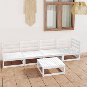 5-teiliges Garten-Lounge-Set aus weißem massivem Kiefernholz von vidaXL, Gartensets - Ref: Foro24-3075365, Preis: 250,66 €, R...