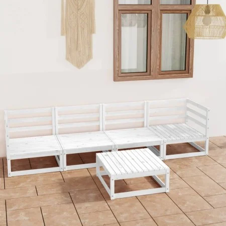 5-teiliges Garten-Lounge-Set aus weißem massivem Kiefernholz von vidaXL, Gartensets - Ref: Foro24-3075365, Preis: 261,65 €, R...