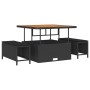 Conjunto de Comedor de Jardín de 3 Piezas con Cojines Negro de Poliratán Acacia by , Garden sets - Ref: Foro24-42007906, Pric...