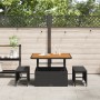 Conjunto de Comedor de Jardín de 3 Piezas con Cojines Negro de Poliratán Acacia by , Garden sets - Ref: Foro24-42007906, Pric...