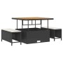 Conjunto de Comedor de Jardín de 3 Piezas con Cojines Negros de