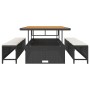 Conjunto de Comedor de Jardín de 3 Piezas con Cojines Negros de Poliratán y Acacia | Foro24.es | Tu tienda online para hogar, jardín y más Foro24.es
