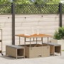 Conjunto de Comedor de Jardín de 3 Piezas con Cojines Beige de Ratán Polímero y Acacia | Foro24.es | Tu tienda online para hogar, jardín y más Foro24.es