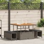 Conjunto de Comedor de Jardín de 3 Piezas con Cojines en Gris