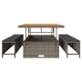 Conjunto de Comedor de Jardín de 3 Piezas con Cojines en Gris de Poliratán y Acacia | Foro24.es | Tu tienda online para hogar, jardín y más Foro24.es
