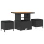 Conjunto de Comedor de Jardín de 3 Piezas con Cojines Negro de Ratán de Poliéster y Acacia by , Garden sets - Ref: Foro24-420...