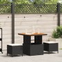 Conjunto de Comedor de Jardín de 3 Piezas con Cojines VidaXL Ratán Poliéster Acacia Negro de , Conjuntos de jardín - Ref: For...