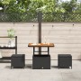 Conjunto de Comedor de Jardín de 3 Piezas con Cojines Negro de Ratán de Poliéster y Acacia by , Garden sets - Ref: Foro24-420...