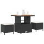 Conjunto de Comedor de Jardín de 3 Piezas con Cojines VidaXL Ratán Poliéster Acacia Negro von , Gartensets - Ref: Foro24-4200...