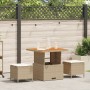 Conjunto de Comedor de Jardín de 3 Piezas con Cojines Beige de Ratán Poliéster y Acacia by , Garden sets - Ref: Foro24-420079...