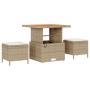Conjunto de Comedor de Jardín de 3 Piezas con Cojines Beige de Ratán Poliéster y Acacia by , Garden sets - Ref: Foro24-420079...