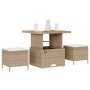 Conjunto de Comedor de Jardín de 3 Piezas con Cojines Beige de Ratán Poliéster y Acacia by , Garden sets - Ref: Foro24-420079...