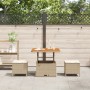 Conjunto de Comedor de Jardín de 3 Piezas con Cojines Beige de Ratán Poliéster y Acacia by , Garden sets - Ref: Foro24-420079...