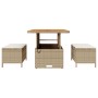 Conjunto de Comedor de Jardín de 3 Piezas con Cojines Beige de Ratán Poliéster y Acacia by , Garden sets - Ref: Foro24-420079...