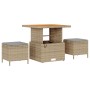 Conjunto de Comedor para Jardín de 3 Piezas con Cojines Beige de Ratán Polímero y Acacia | Foro24.es | Tu tienda online para hogar, jardín y más Foro24.es