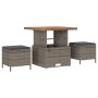 Conjunto de Comedor de Jardín de 3 Piezas con Cojines Gris de Poliratán y Acacia by , Garden sets - Ref: Foro24-42007915, Pri...