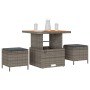 Conjunto de Comedor de Jardín de 3 Piezas con Cojines Gris de Poliratán y Acacia by , Garden sets - Ref: Foro24-42007915, Pri...
