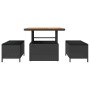 Conjunto de Comedor de Jardín de 3 Piezas con Cojines Negro de Poliratán y Acacia by , Garden sets - Ref: Foro24-42007916, Pr...