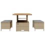 Conjunto de Comedor para Jardín de 3 Piezas con Cojines Beige de Ratán Polímero y Acacia | Foro24.es | Tu tienda online para hogar, jardín y más Foro24.es