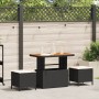 Set de Comedor de Jardín de 3 Piezas con Cojines Negro de Poliratán y Acacia de , Conjuntos de jardín - Ref: Foro24-42007917,...