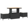 Set de Comedor de Jardín de 3 Piezas con Cojines Negro de Poliratán y Acacia by , Garden sets - Ref: Foro24-42007917, Price: ...