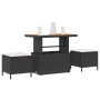 Set de Comedor de Jardín de 3 Piezas con Cojines Negro de Poliratán y Acacia de , Conjuntos de jardín - Ref: Foro24-42007917,...