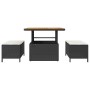 Set de Comedor de Jardín de 3 Piezas con Cojines Negro de Poliratán y Acacia by , Garden sets - Ref: Foro24-42007917, Price: ...