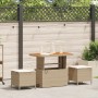 Juego de Comedor de Jardín de 3 Piezas con Cojines Beige Ratán Sintético Acacia by , Garden sets - Ref: Foro24-42007918, Pric...