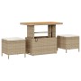 Juego de Comedor de Jardín de 3 Piezas con Cojines Beige Ratán Sintético Acacia by , Garden sets - Ref: Foro24-42007918, Pric...