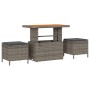 Conjunto de Comedor de Jardín de 3 Piezas con Cojines Gris en Poliratán y Acacia von , Gartensets - Ref: Foro24-42007920, Pre...