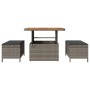 Conjunto de Comedor de Jardín de 3 Piezas con Cojines Gris en Poliratán y Acacia von , Gartensets - Ref: Foro24-42007920, Pre...
