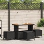 Conjunto de Comedor de Jardín de 4 Piezas con Cojines Negro de Poliratán y Acacia | Foro24.es | Tu tienda online para hogar, jardín y más Foro24.es