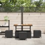 Conjunto de Comedor de Jardín de 4 Piezas con Cojines Negro de Poliratán y Acacia | Foro24.es | Tu tienda online para hogar, jardín y más Foro24.es