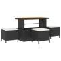 Conjunto de Comedor de Jardín de 4 Piezas con Cojines Negros de Poliratán y Acacia | Foro24.es | Tu tienda online para hogar, jardín y más Foro24.es