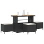 Conjunto de Comedor de Jardín de 4 Piezas con Cojines Negros de Poliratán y Acacia | Foro24.es | Tu tienda online para hogar, jardín y más Foro24.es