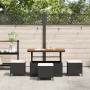 Conjunto de Comedor de Jardín de 4 Piezas con Cojines Negros de Poliratán y Acacia | Foro24.es | Tu tienda online para hogar, jardín y más Foro24.es
