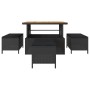 Conjunto de Comedor de Jardín de 4 Piezas con Cojines Negro de Poliratán y Acacia | Foro24.es | Tu tienda online para hogar, jardín y más Foro24.es