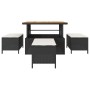 Conjunto de Comedor de Jardín de 4 Piezas con Cojines Negros de Poliratán y Acacia | Foro24.es | Tu tienda online para hogar, jardín y más Foro24.es