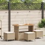 Conjunto de Comedor de Jardín de 4 Piezas con Cojines Beige de Ratán y Acacia by , Garden sets - Ref: Foro24-42007923, Price:...